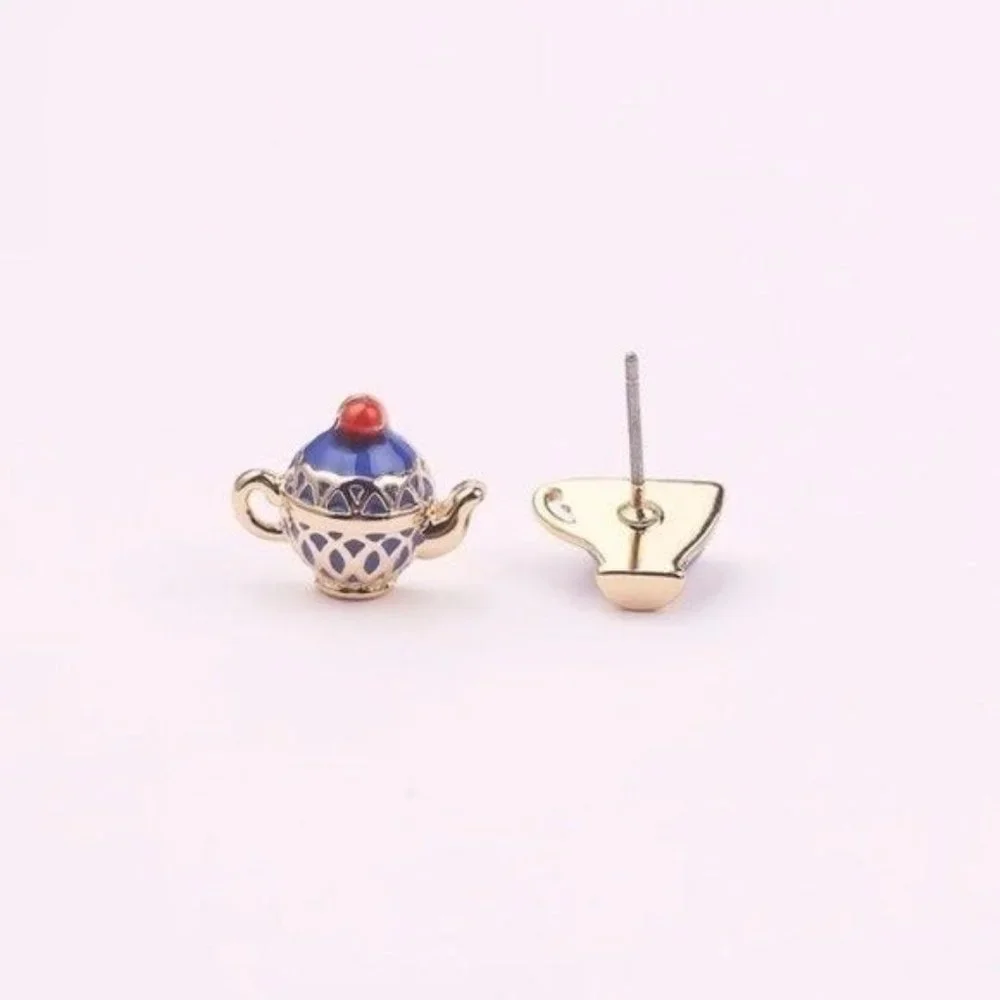 Tea pot necklace & earrings set enamel - Picture 2 of 7